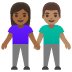 👩🏾‍🤝‍👨🏽 woman and man holding hands: medium-dark skin tone, medium skin tone display on Google